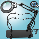 KUVRS Helping Hands magnifier in action for precise PCB soldering.