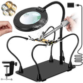 KUVRS magnifying glass with light stand for precise electronics inspection.