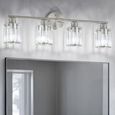 Kvhiiw crystal bathroom light fixture with four crystals brightens the vanity area for morning routines