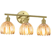 Kvhiiw vintage 3-light vanity light with amber tulip glass for warm bathroom ambiance