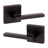 Kwikset Halifax interior passage lever in Venetian Bronze close-up for smooth daily use