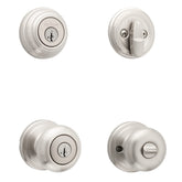 Kwikset Juno knob in satin nickel with dual locking for secure exterior entry