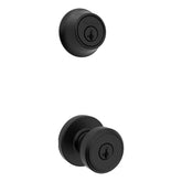 Kwikset Maven front door lock set exterior with matte black finish for secure entry