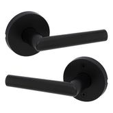 Kwikset Milan interior passage lever in matte black for closets and hallways.