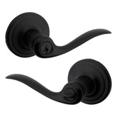 Kwikset Tustin front view shows matte black finish for curb-appeal exterior doors