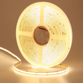 KXZM COB LED strip emits warm white 3000K for a cozy cabinet glow.