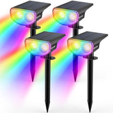 Kyosho color changing solar light brightens pool area with vibrant color display.