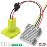 Kzreect 18V to 12V converter front view with rugged housing.