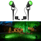 L LOHAS LED green spotlight highlights outdoor trees with festive, energy-efficient glow.