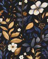 Laatse blue-gold leaf wallpaper roll demonstrates durable, easy to clean surface.