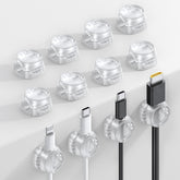 Lamicall cord organizer clip with spring lock keeps desk cables tidy.