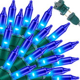 LAMPHOME blue Christmas lights on a 19.6 ft string creating a warm festive ambiance