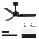LANMEL 42'' black ceiling fan with lights, front view, ideal for living rooms