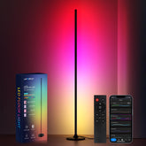 Lanmonlily LED floor lamp in corner showing vibrant color range for ambient mood.
