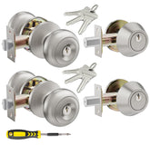 Lanwandeng all-keyed-entry door knob set in satin nickel for convenient single-key access.