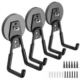 Laowu 3Pcs magnetic hooks mounted on wall showing clutter-free space and quick accessibility.