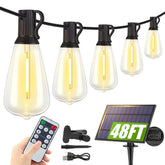 Larkvue 48ft solar string lights with remote for cozy outdoor spaces