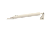 Larson certified white storm door closer installed on a full-view door for smooth operation.