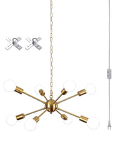 LASENCHOO 8-lights plug-in chandelier centered on ball assembly for living spaces