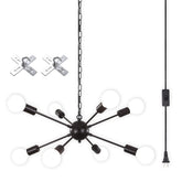 LASENCHOO 8-lights assembly process for easy plug-in chandelier setup.