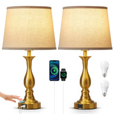 Lauag bedside lamp with touch-base for easy on/off control at night.