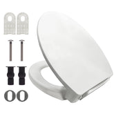 LavishStream elongated cotton white toilet seat with soft-close hinge for quiet operation