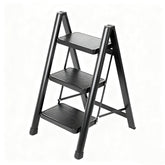 LAYSHINEEN 3-Step Ladder folded for compact storage and portability.