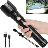 LBE Rechargeable Brightest LED Flashlight front view for reliable outdoor lighting