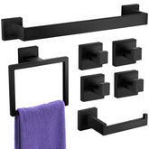 Lckppt 16-inch towel bar in matte black offering sturdy drying space.