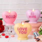 LCZLUMIPRO Valentines Heart Candles 3Pack emit a warm romantic glow sans flame.