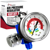 LE LEMATEC air regulator with flow valve and 0-150 PSI gauge for precise control