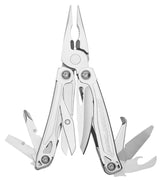 Leatherman Wingman pliers close-up shows rugged stainless steel for tough tasks.
