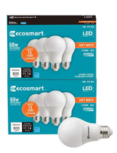 LED TECHNOLOGY EcoSmart 60W A19 bulb in a living room lamp, energy efficient lighting
