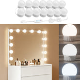 LED Vanity Lights for Mirror with 14 bulbs deliver even makeup lighting.