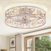 LEDIARY 23-inch caged ceiling fan with light in white gold for larger rooms.