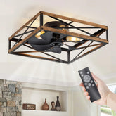 LEDIARY 23-inch caged ceiling fan with lights cools bedrooms and kitchens with rustic style.