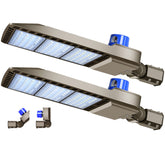 Ledmo 300W parking lot light in packaging, ready for outdoor installation.