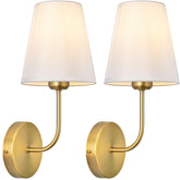 LEECOORA antique brass wall sconce pair front view for balanced bedroom lighting