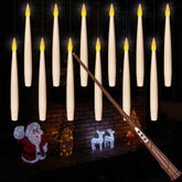 Leejec floating candles with remote wand for easy ceiling-hanging ambience.