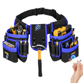 LEFORZ tool belt with magnetic hammer holder and 27 pockets for quick tool access.