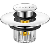 LEKEYE tub stopper with strainer assembly captures debris to prevent clogs