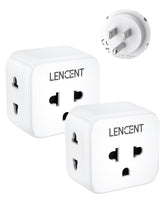 LENCENT EU to US plug adapter shows compact 3-outlet design for travel