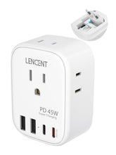 LENCENT European travel plug adapter in foldable compact design for easy packing.