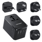 LENCENT universal travel adapter front view showing global compatibility for travelers