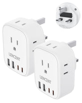 LENCENT travel adapter front view showing compact design for multi-device charging
