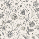 Lenify botanical wallpaper with flowers on white background for bright walls.