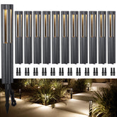 LEONLITE 12-pack path lights along a walkway for safe night navigation