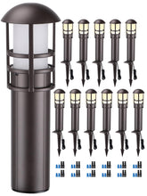 LEONLITE 12-pack pathway lights illuminate walkways with warm white glow