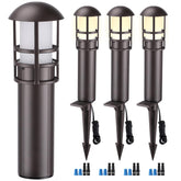 LEONLITE LED pathway light with oil-rubbed bronze housing enhances garden ambiance and safety.