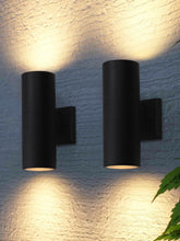 LEONLITE dual-light outdoor cylinder wall light for balanced up-down illumination.